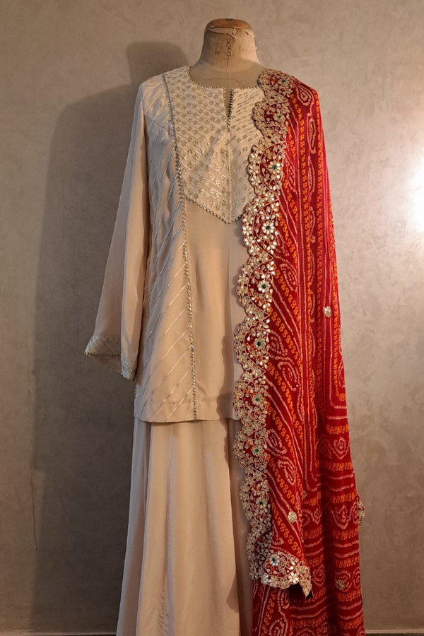 Gota Embellished Short Kurta With Palazzo