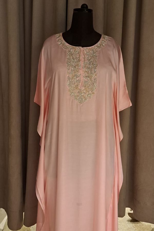 Embroidered Satin Kaftan