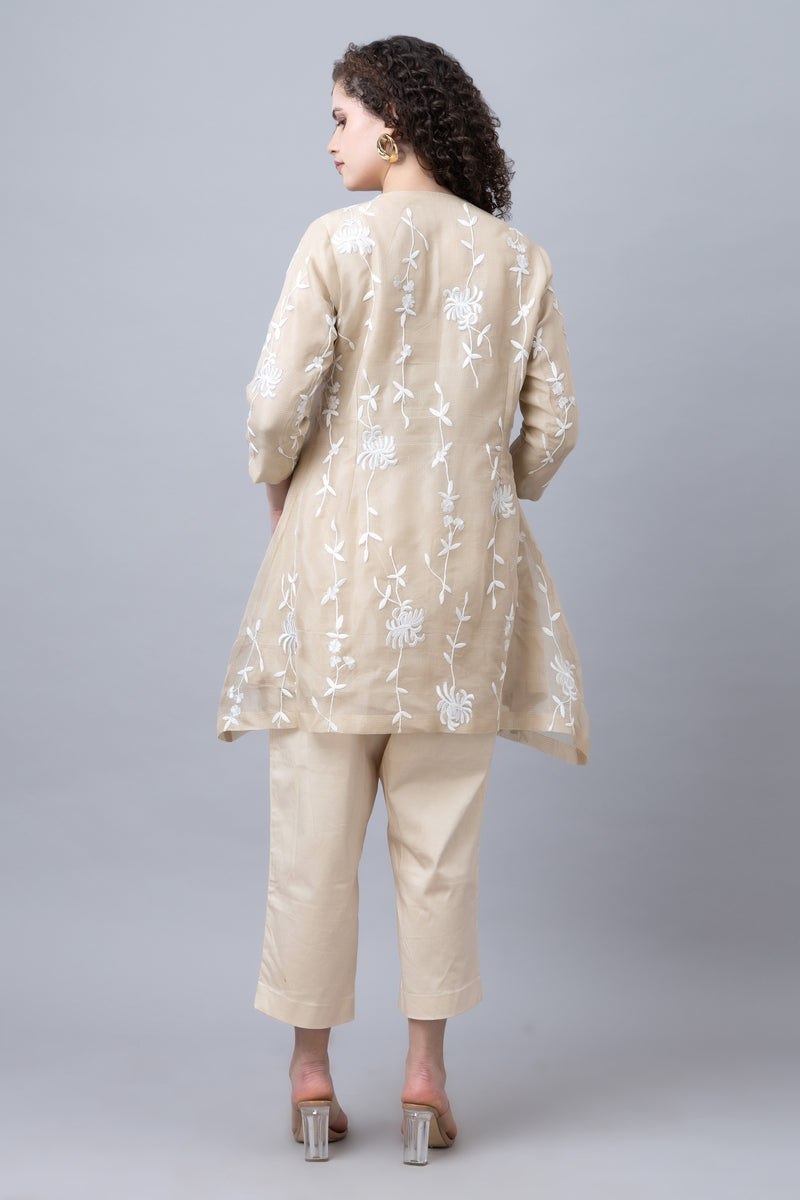 Chanderi Aari Embroidered Set