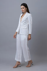 White Linen Blazer Set