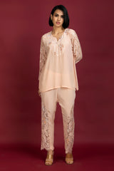 Blush Pink Chandelier Embroidered Crepe  Set