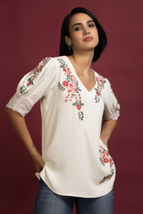 Wrinkle-Free Embroidered Top