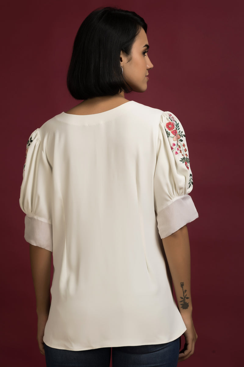 Wrinkle-Free Embroidered Top