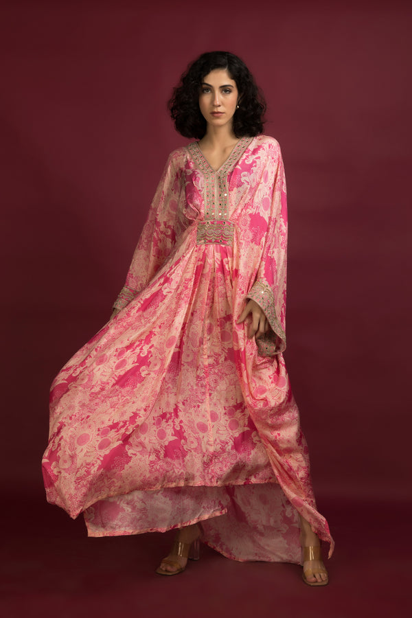 Printed Silk Embroidered Kaftan