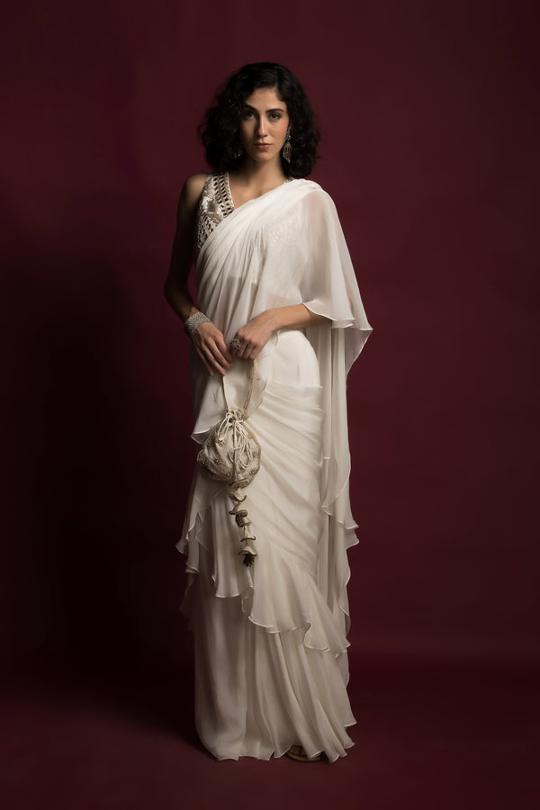 Frilled Pre-Stitched Saree