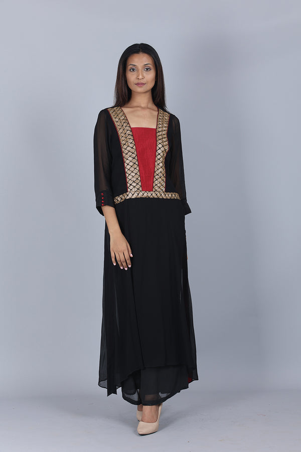 Pleated Embroidered Kurta