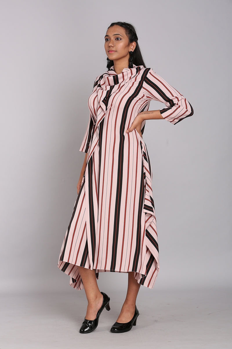 Stripe Cowl Dress