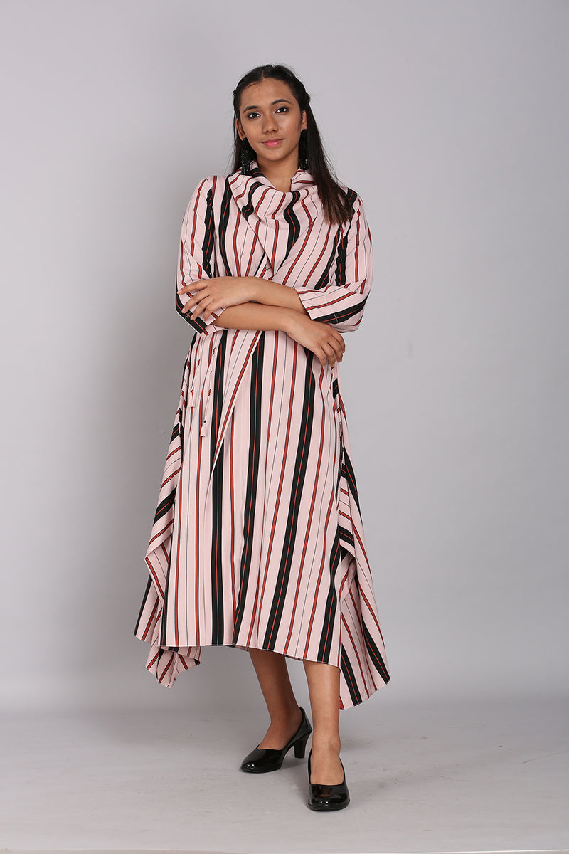 Stripe Cowl Dress