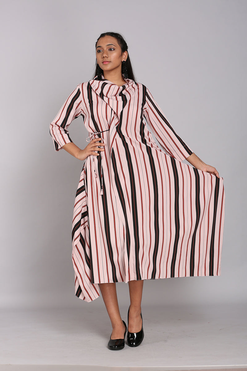 Stripe Cowl Dress