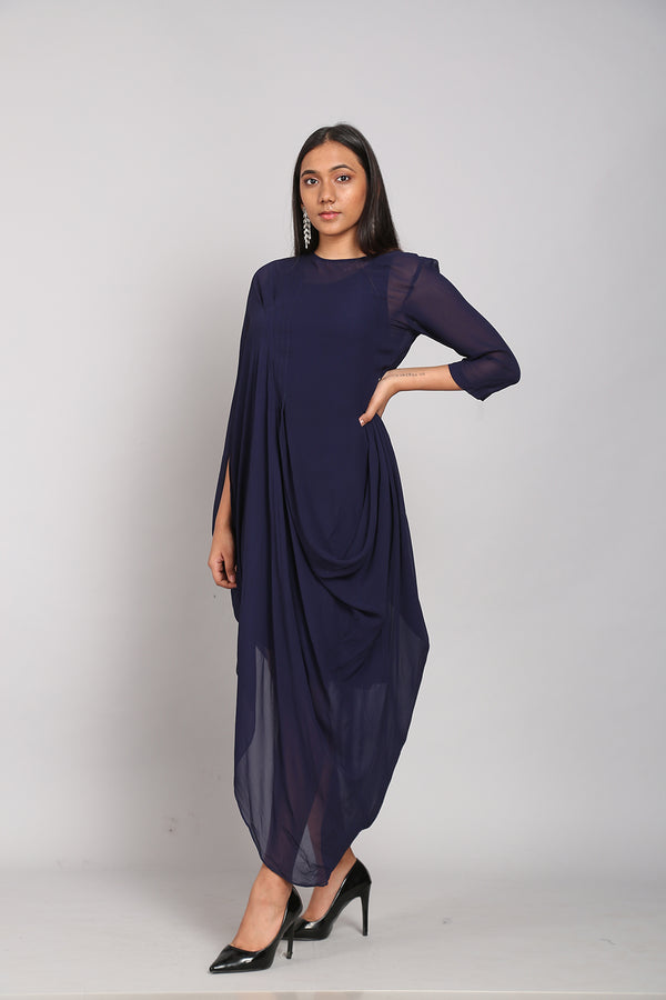 Asymmetrical Cowl Drape Dress