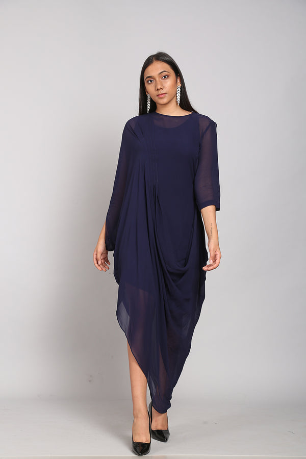 Asymmetrical Cowl Drape Dress